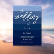 Moderne Blue Wave Stripes Calligraphie Plage Maria