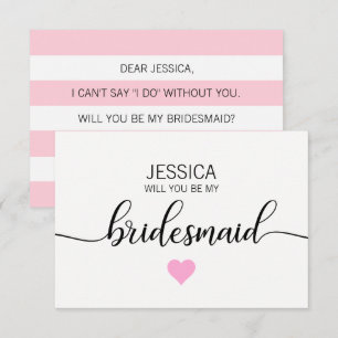 Invitation Moderne Blush PINK Coeur Serez-vous ma servante d'