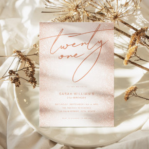 Invitation Moderne Blush Rose Gold Élégant 21e anniversaire