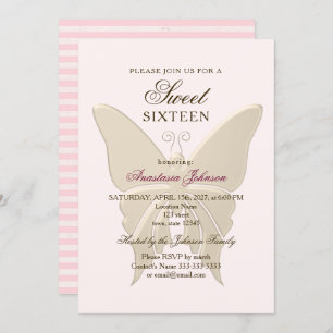 Invitation Moderne Blush Rose Sweet 16 Anniversaire Invitatio