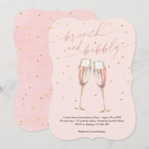 Invitation moderne blush simple pop the bubbly, chic champagn