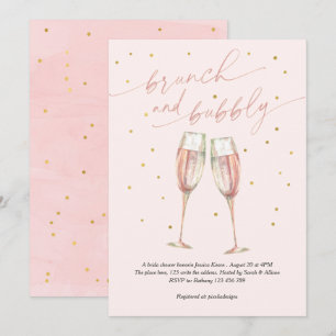 Invitation moderne blush simple pop the bubbly, chic champagn