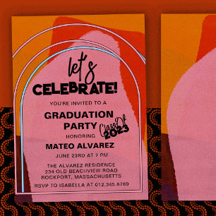 Invitation Moderne Boho Arch Abstraite Graduation Party