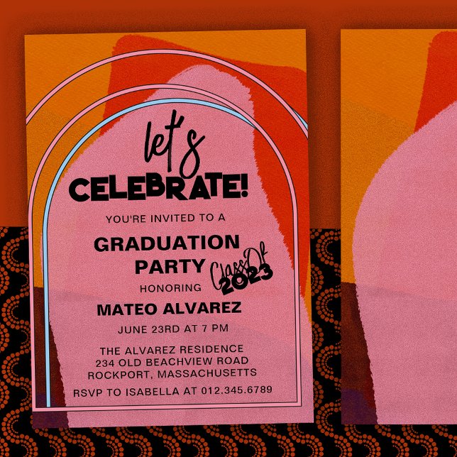 Invitation Moderne Boho Arch Abstraite Graduation Party (Créateur téléchargé)