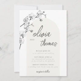 Invitation Moderne Boho Arch Calligraphie Orchidées Mariage i