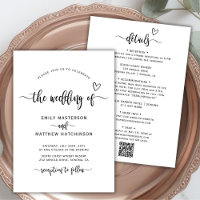 Moderne Boho Heart Calligraphy QR Code Mariage