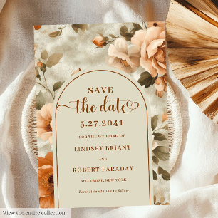 Invitation Moderne Boho Terracotta Olives Floral Enregistrer 