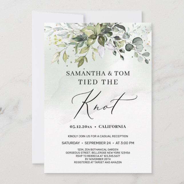Invitation Moderne boho verdure feuillage a noué les épousail (Devant)