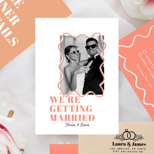 Invitation moderne Bold Wavy funky Peach Mariage
