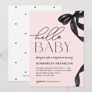 Invitation Moderne Bonjour bébé Bow fille Baby shower Invitat