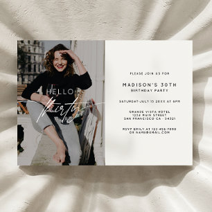 Invitation Moderne Bonjour Trente Anniversaire Fête Script Ph