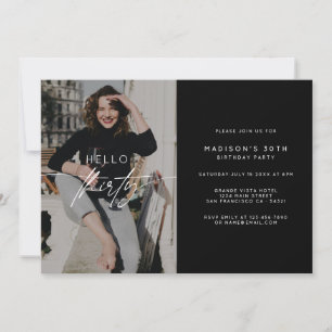 Invitation Moderne Bonjour Trente Anniversaire Fête Script Ph