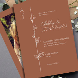 Invitation Moderne Botanique Divider Mariage Terracotta Photo