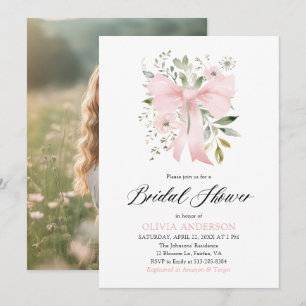 Invitation Moderne Bow rose amour floral dans la Fête des mar