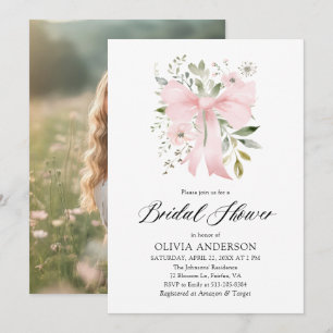 Invitation Moderne Bow rose amour floral dans la Fête des mar