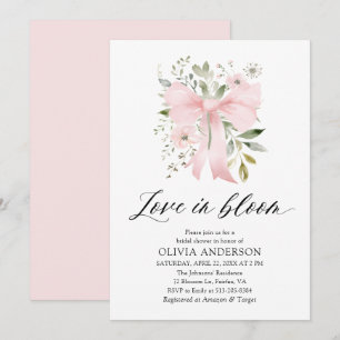 Invitation Moderne Bow rose amour floral dans la Fête des mar