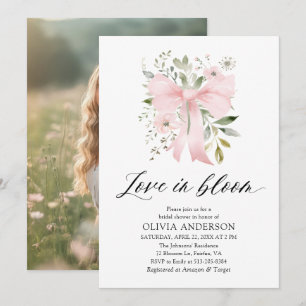 Invitation Moderne Bow rose amour floral dans la Fête des mar