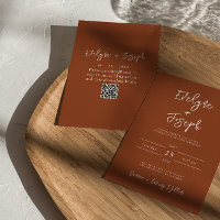 Moderne Burange Orange Terracotta QR Code Mariage