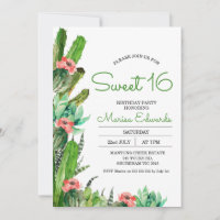 Moderne Cactus Fiesta Sweet 16 Anniversaire Invita