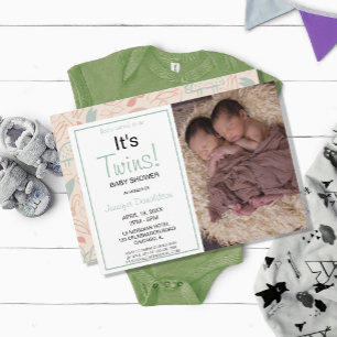 Invitation Moderne, ce sont des jumeaux ! Baby shower Photo I
