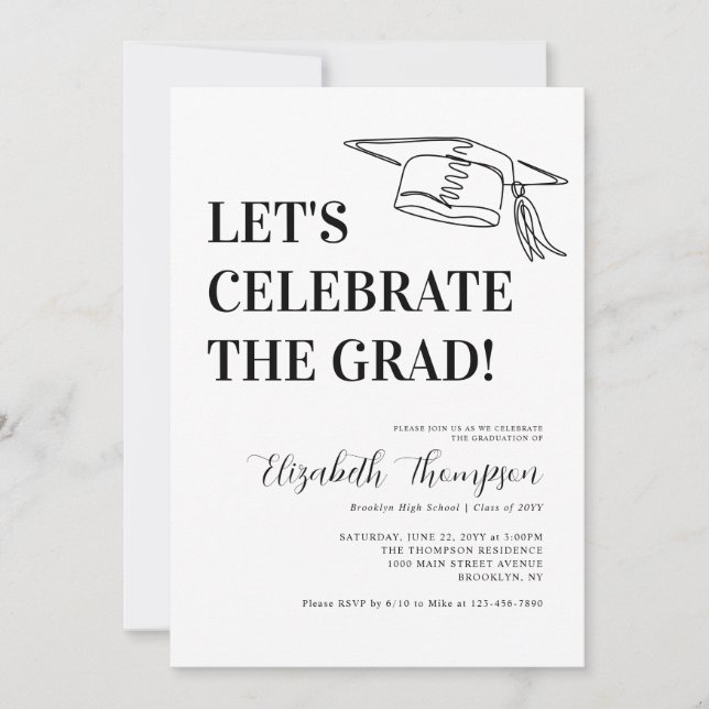 Invitation Moderne Celebrate Graduate Simple Graduation Par (Devant)