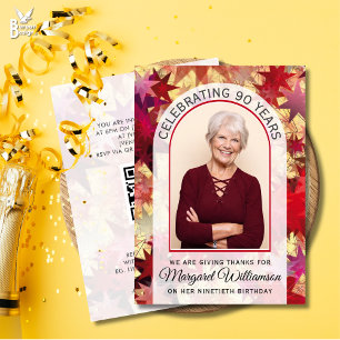 Invitation Moderne CÉLÉBRER 90 ANS Quatre-vingt-dixième Anniv