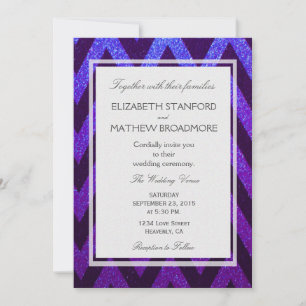 Invitation Moderne Chevron bleu et violet