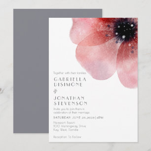 Invitation Moderne Chic Aquarelle Blush Poppy Grey Mariage