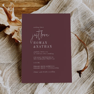Invitation Moderne Chic Automne Bourgogne Juste Amour Mariage