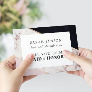Invitation Moderne Chic Marbre Demoiselle d'Honneur