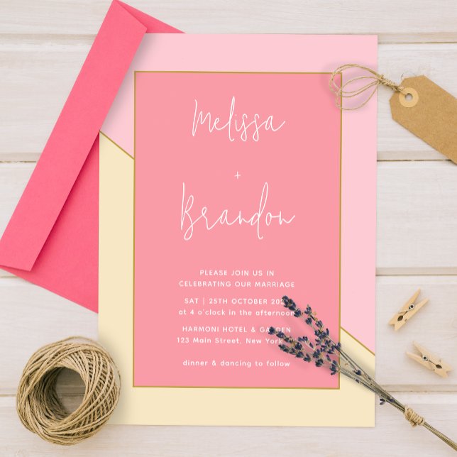 Invitation Moderne Chic Pastel Pink Cream Mariage de script o (Créateur téléchargé)