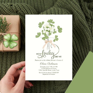 Invitation Moderne Chic Shamrock Lucky avec baby shower Bow