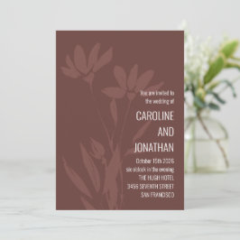 Invitation Moderne Chic Terracotta Floral Line Mariage