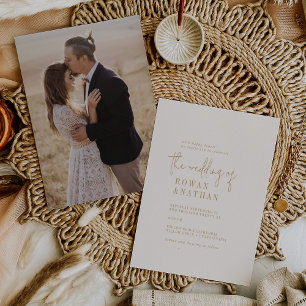 Invitation Moderne Chic Vintage Gold Photo Retour Mariage