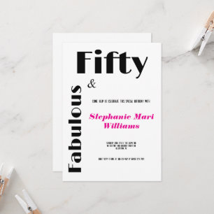 Invitation Moderne Cinquante ans et Fabuleux Anniversaire ros