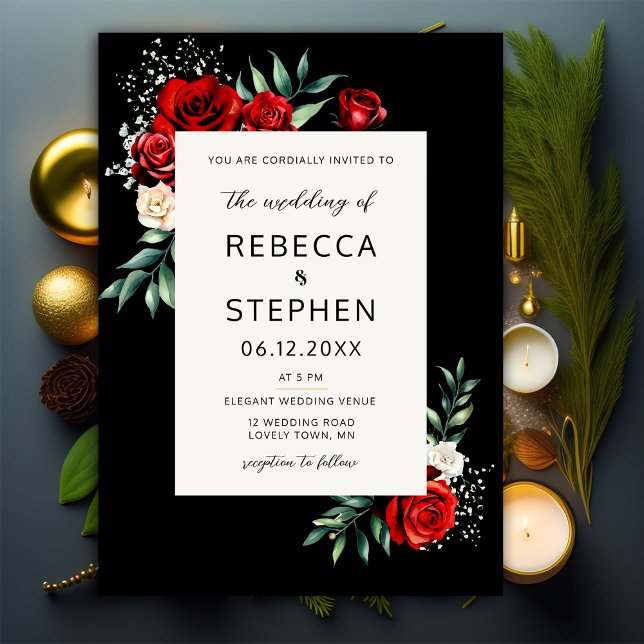 Invitation Moderne classique Rose rouge Baby Respirer Floral  (Créateur téléchargé)