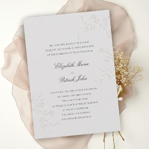 Invitation Moderne Classique Roses Sauvages Délicates Mariage