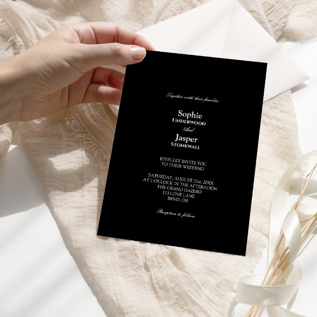 Invitation Moderne Classique Simple Mariage noir (Créateur téléchargé)
