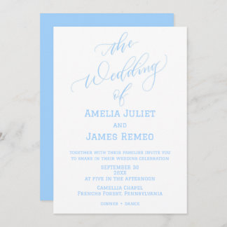 Invitation Moderne Columbia Bleu et blanc Mariage simple
