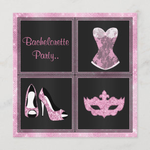 Invitation MODERNE Corset rose personnalisé BACHELORETTE PART