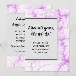 Invitation Moderne Crémeux Blanc et Violet Fractal Vow Renouv