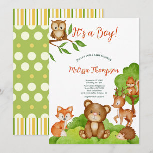 Invitation Moderne Cute Bois Animaux Forêt Amis