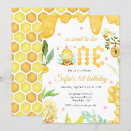 Invitation Moderne Cute First Bee Day 1er anniversaire