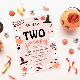 Invitation Moderne Cute Two Éffrayant Halloween 2e anniversai