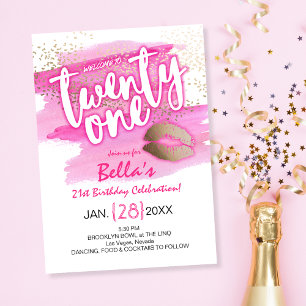 Invitation moderne d'anniversaire 21 ans avec conf