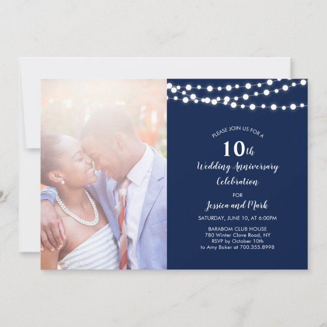Invitation moderne de 10e anniversaire de mariage  (Devant)