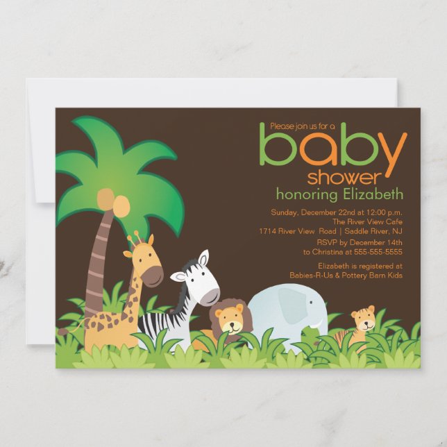Invitation moderne de baby shower d'animaux de (Devant)