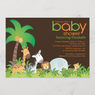 Invitation moderne de baby shower d'animaux de