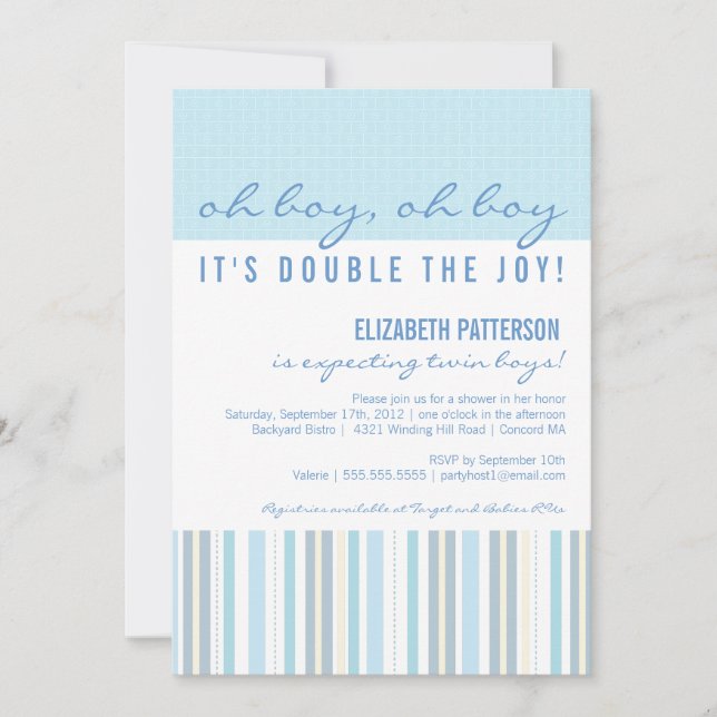 Invitation moderne de baby shower de garçon de (Devant)