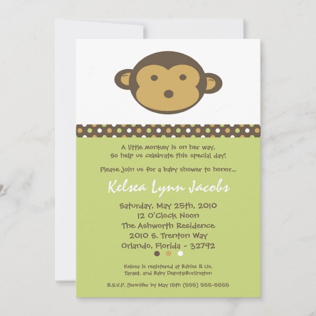 invitation moderne de baby shower de singe de mod (Devant)